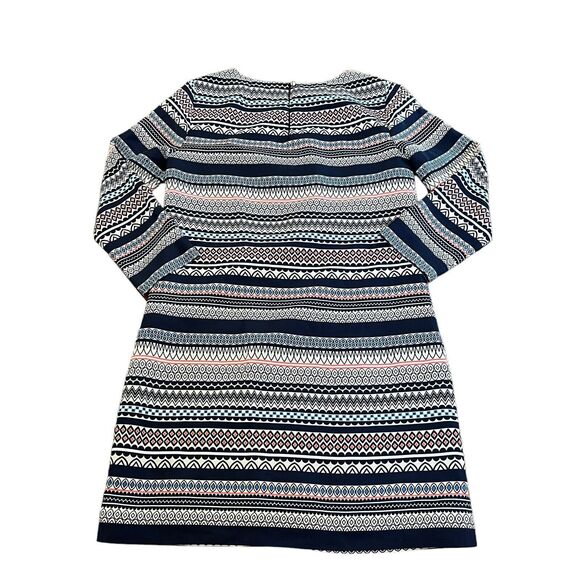 J Crew Women 0 Navy Pink Printed Stripe 3/4 Sleeve Knee Length Shift Dress - Picture 9 of 11